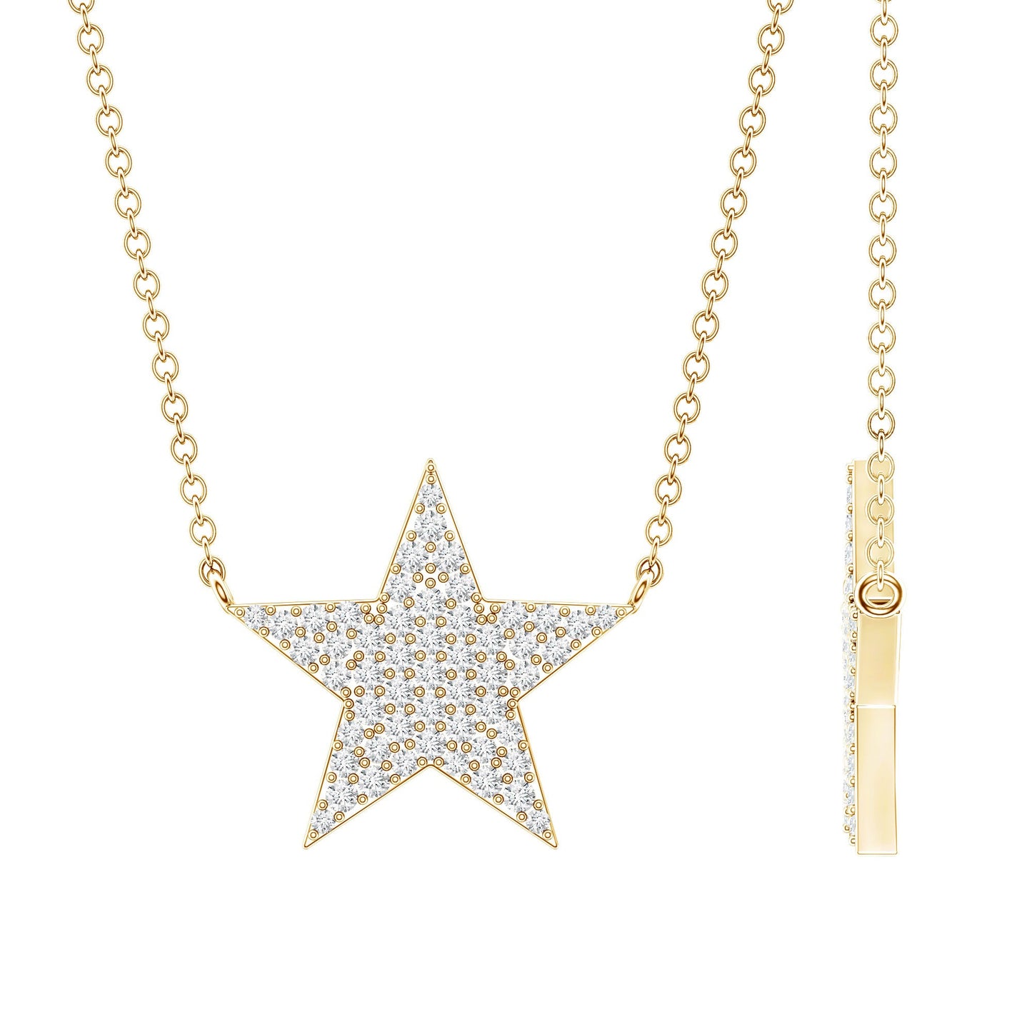 Diamond Star Pendant Necklace in Pave Setting