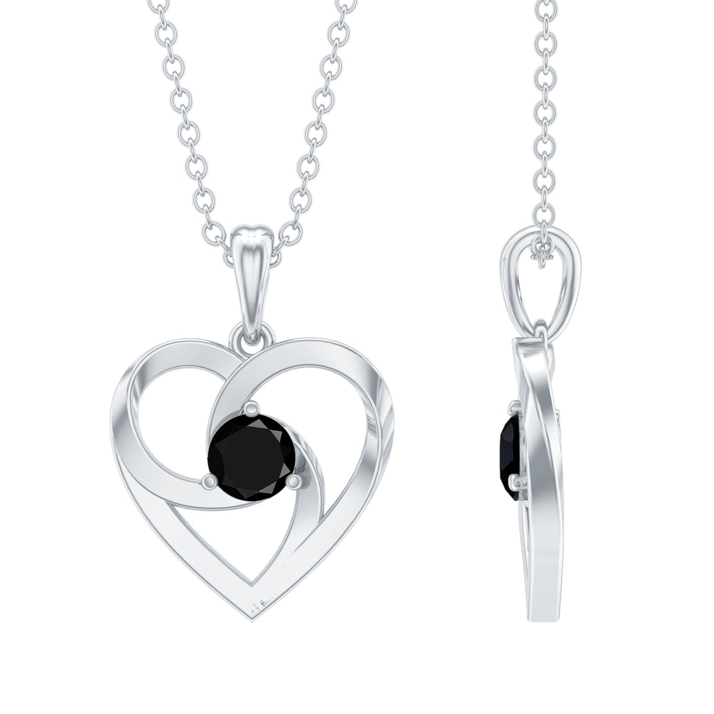 Heart Shape Black Onyx Promise Necklace For Women