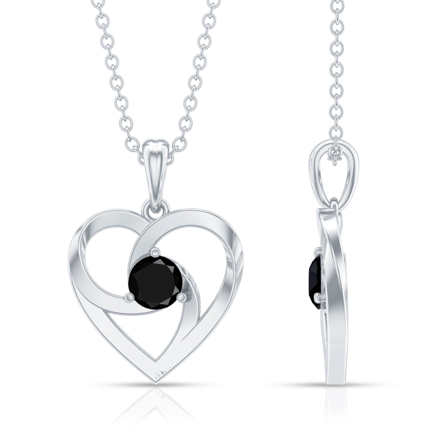 Heart Shape Black Onyx Promise Necklace For Women