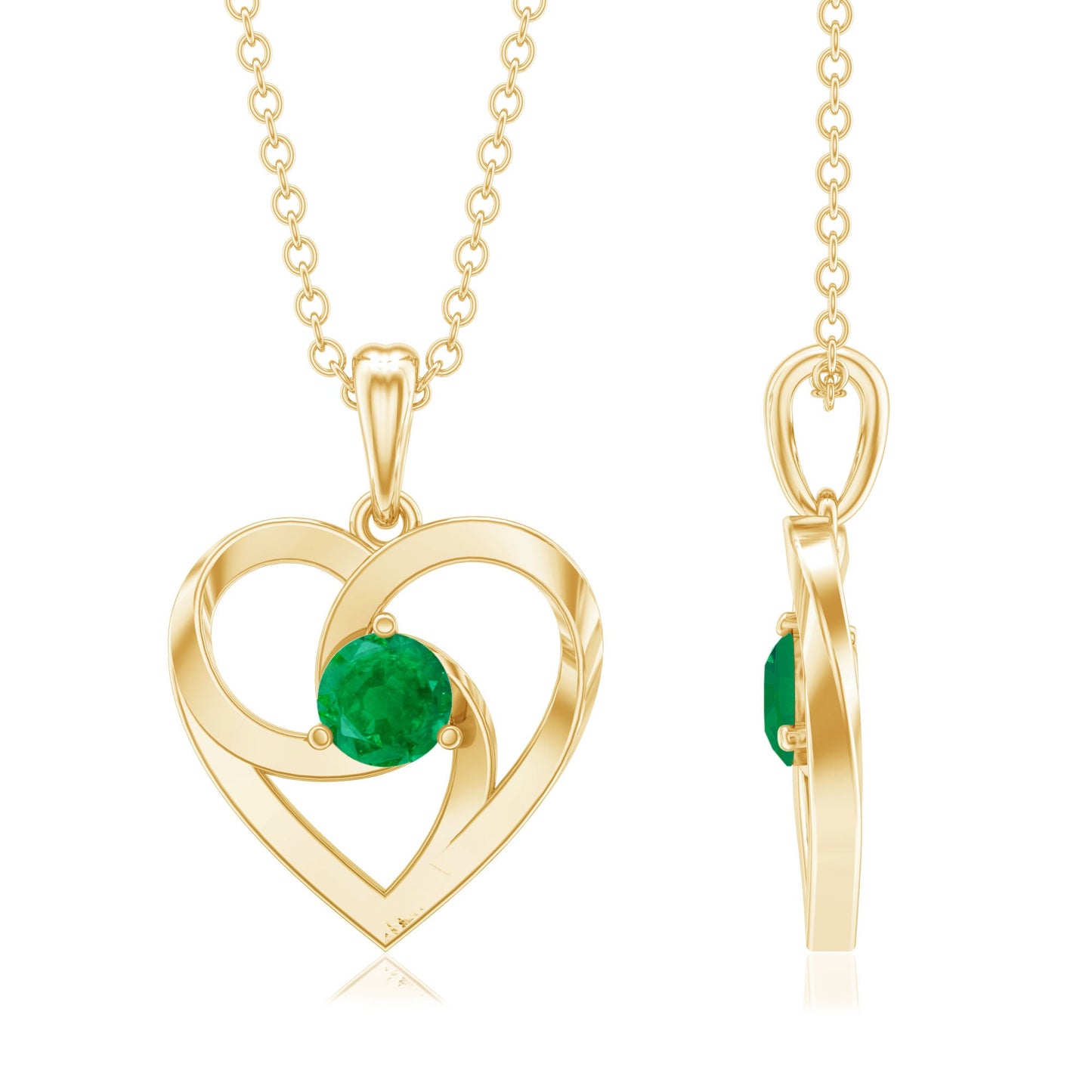 Natural Half Carat Emerald Heart Pendant Necklace for Women