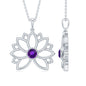 Amethyst Lotus Flower Necklace for Women