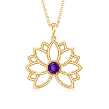 Amethyst Lotus Flower Necklace for Women