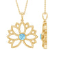Solitaire Aquamarine Lotus Flower Pendant in Bezel Setting