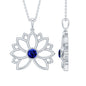 Lab Grown Blue Sapphire Lotus Flower Necklace With Chain