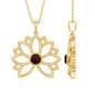 Bezel Set Garnet Lotus Floral Pendant Necklace