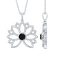 Bezel Set Lab Grown Black Diamond Lotus Flower Necklace