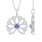 Bezel Set Tanzanite Lotus Flower Pendant Necklace