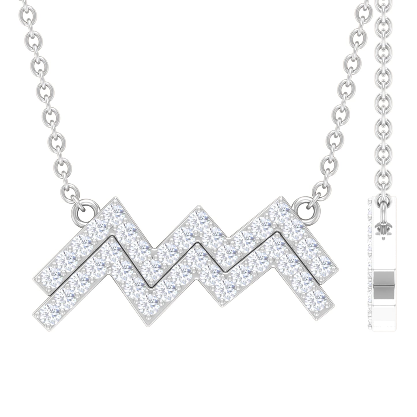 Certified Lab Grown Diamond Zodiac Aquarius Sign Necklace