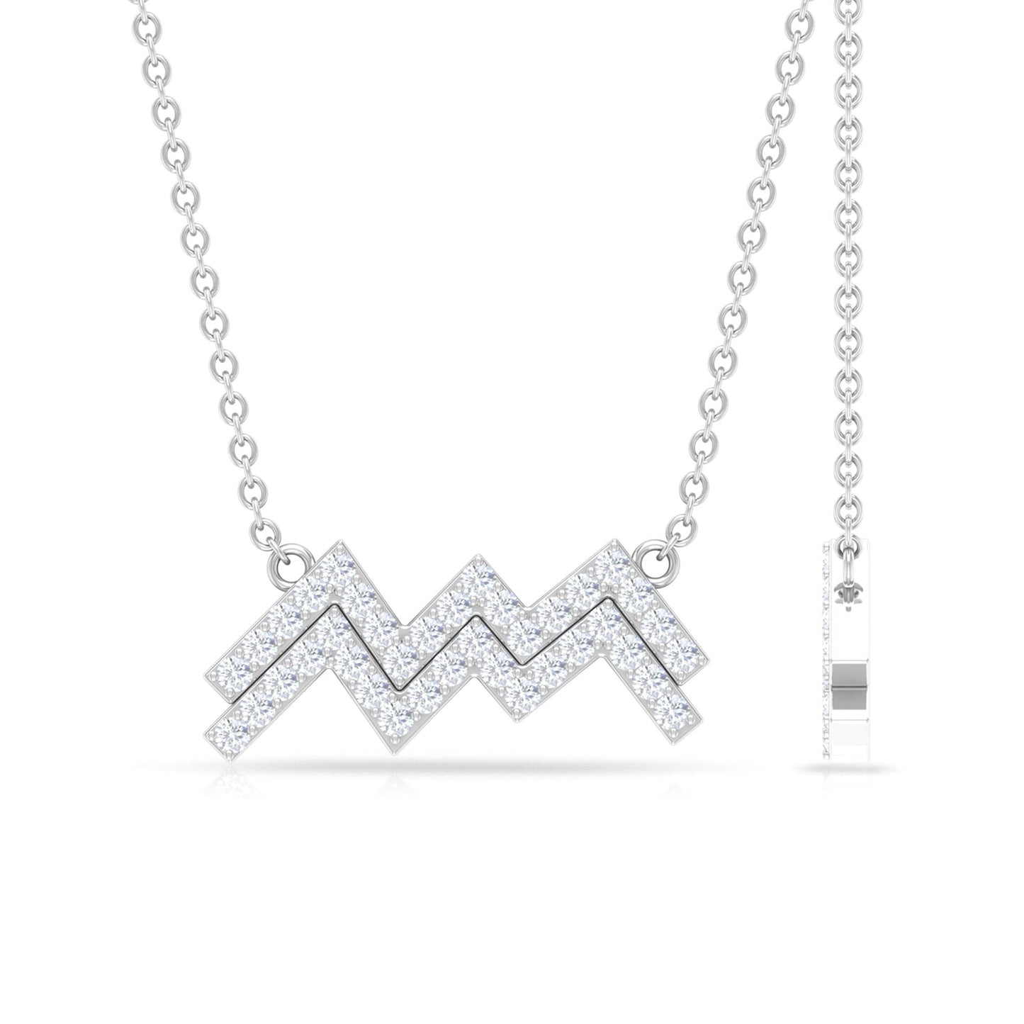Certified Lab Grown Diamond Zodiac Aquarius Sign Necklace