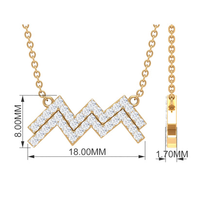 Certified Lab Grown Diamond Zodiac Aquarius Sign Necklace