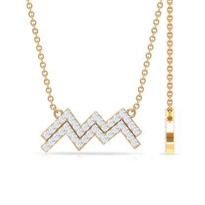 Certified Lab Grown Diamond Zodiac Aquarius Sign Necklace