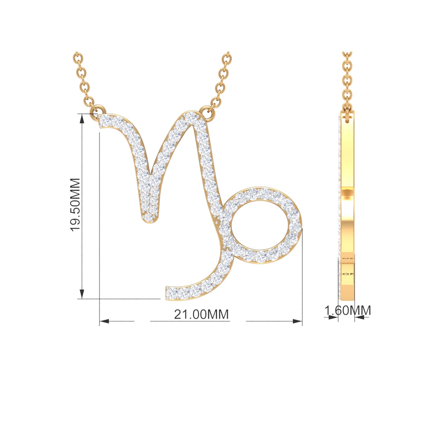 Pave Set Lab Grown Diamond Capricorn Zodiac Necklace