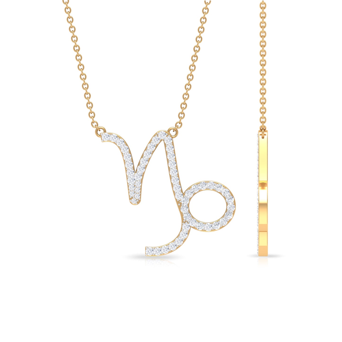 Pave Set Lab Grown Diamond Capricorn Zodiac Necklace
