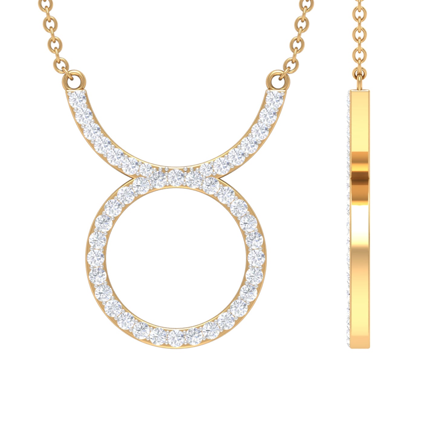 Pave Set Lab Grown Diamond Taurus Zodiac Sign Necklace