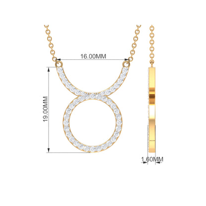 Pave Set Lab Grown Diamond Taurus Zodiac Sign Necklace
