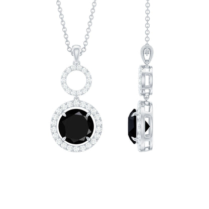 Lab Created Black Diamond Drop & Dangle Necklace with White Diamond