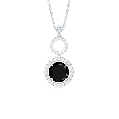 Lab Created Black Diamond Drop & Dangle Necklace with White Diamond