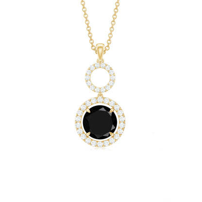 Lab Created Black Diamond Drop & Dangle Necklace with White Diamond