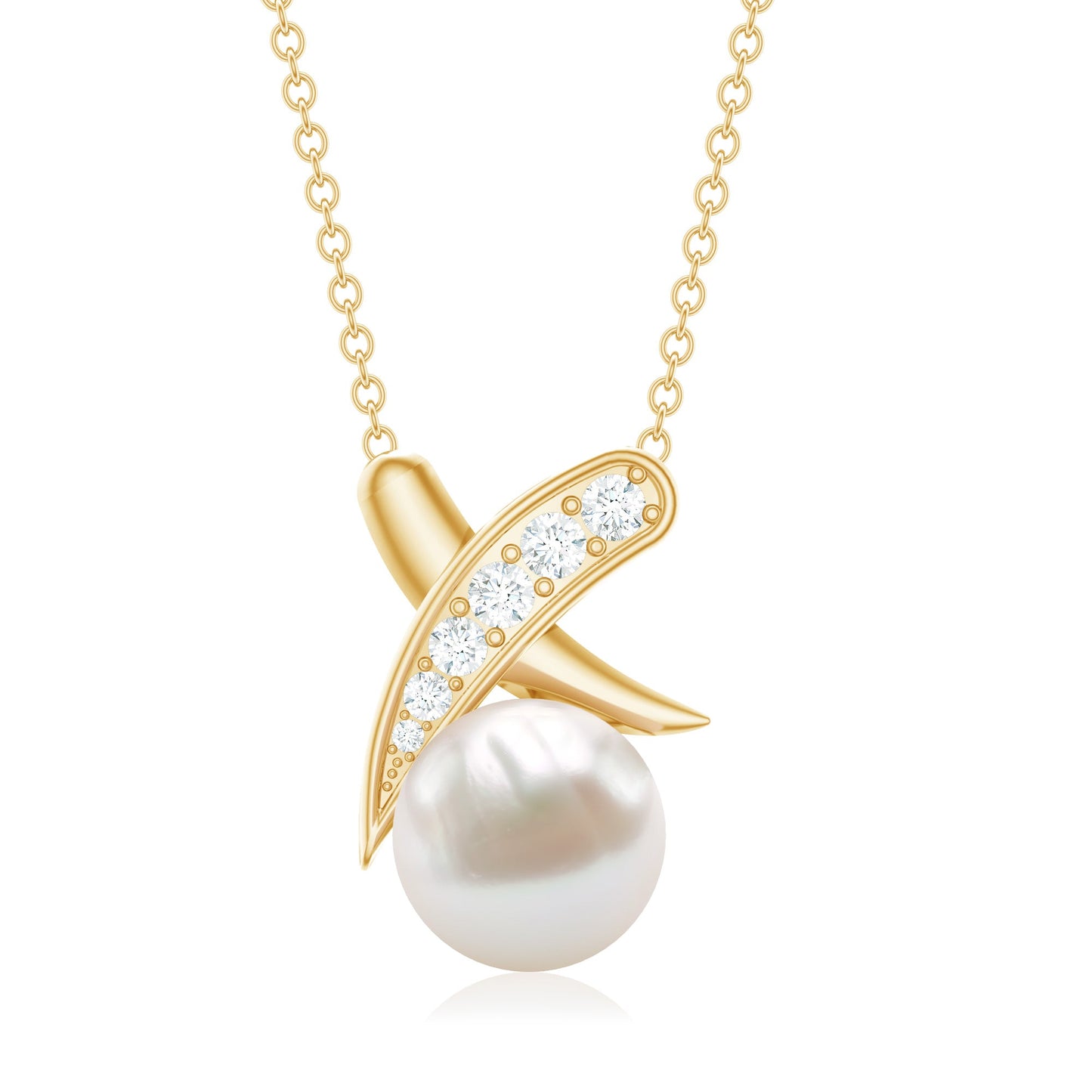 Real Freshwater Pearl and Diamond XO Necklace