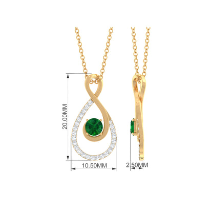 Natural Half Carat Emerald Infinity Necklace with Diamond