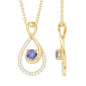 Genuine Tanzanite and Diamond Infinity Pendant Necklace With Chain