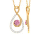 Real Pink Tourmaline and Diamond Infinity Pendant Necklace