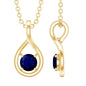 Genuine Round Cut Blue Sapphire Teardrop Pendant