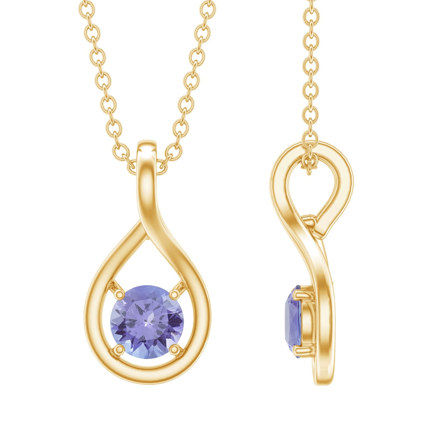 Certified 0.5 Carat Round Tanzanite Teardrop Pendant