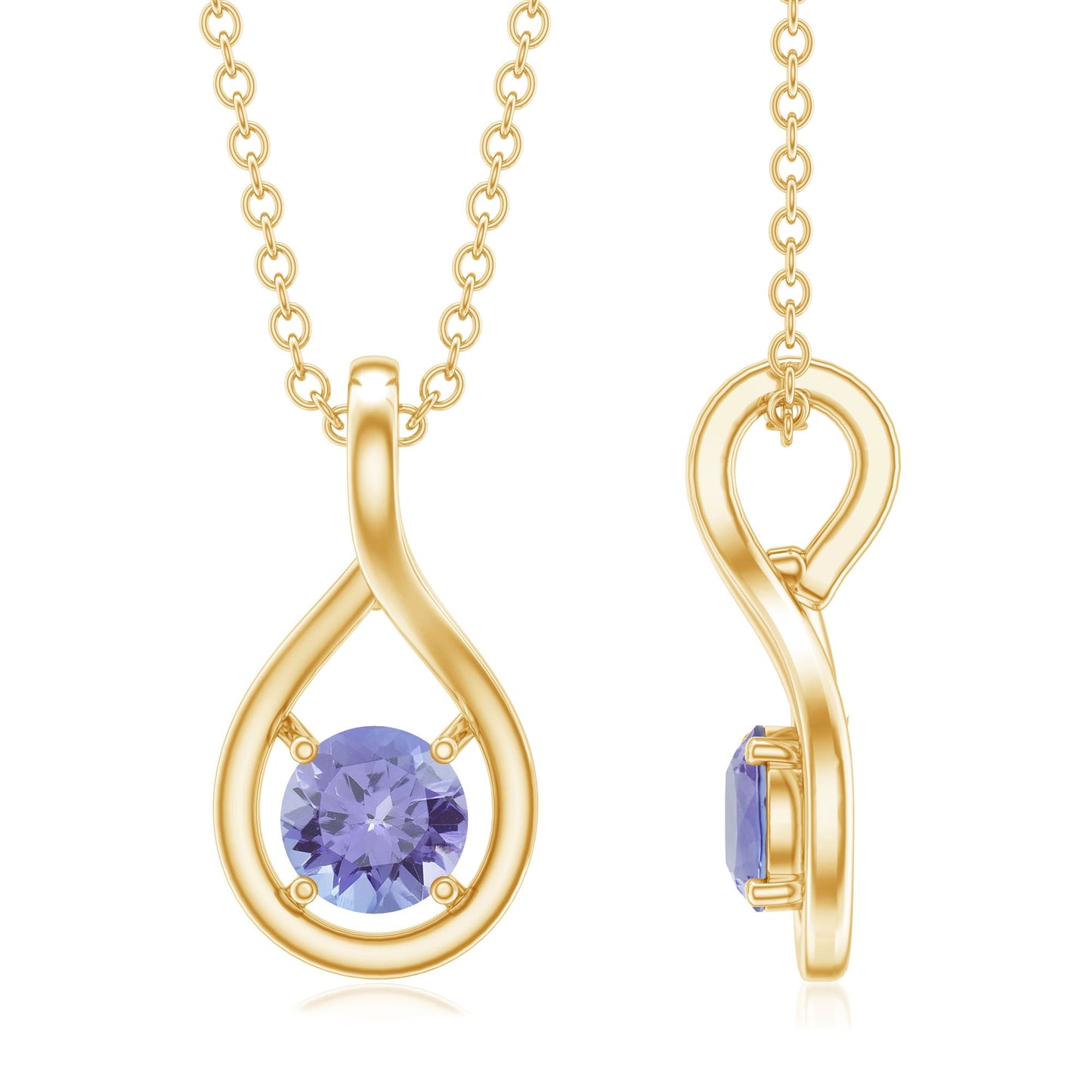 Certified 0.5 Carat Round Tanzanite Teardrop Pendant
