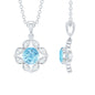 Natural Aquamarine Flower Pendant Necklace with Diamond
