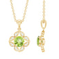 Antique Style Natural Peridot and Diamond Flower Pendant for Women