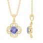 Natural 0.5 Carat Tanzanite Flower Pendant Necklace with Diamond
