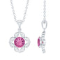 Antique Style Natural Pink Tourmaline Flower Pendant with Diamond