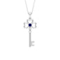 Natural Blue Sapphire Key to My Heart Necklace