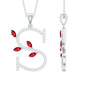 Lab Grown Ruby and Diamond Necklace with Letter S