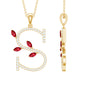 Lab Grown Ruby and Diamond Necklace with Letter S