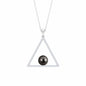 Diamond Open Triangle Pendant Necklace with Black Tahitian Pearl