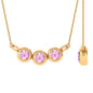 Bezel Set Pink Tourmaline Three Stone Promise Necklace
