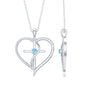 Natural Aquamarine Heart Cross Pendant Necklace