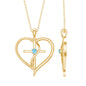Natural Aquamarine Heart Cross Pendant Necklace