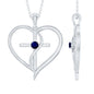 Natural Blue Sapphire Cross Heart Necklace for Women