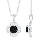 Natural Black Spinel Flower Pendant Necklace with Diamond for Women