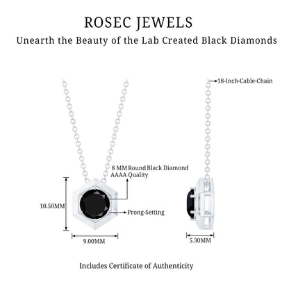 Lab Grown Black Diamond Hexagon Pendant Necklace