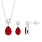 Pear Shaped Ruby and Diamond Bridal Jewelry Set with Certificate