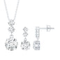 Moissanite 3 Stone Dangle Necklace and Earrings Set