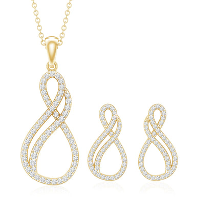 Diamond Infinity Necklace Earrings Set For Women