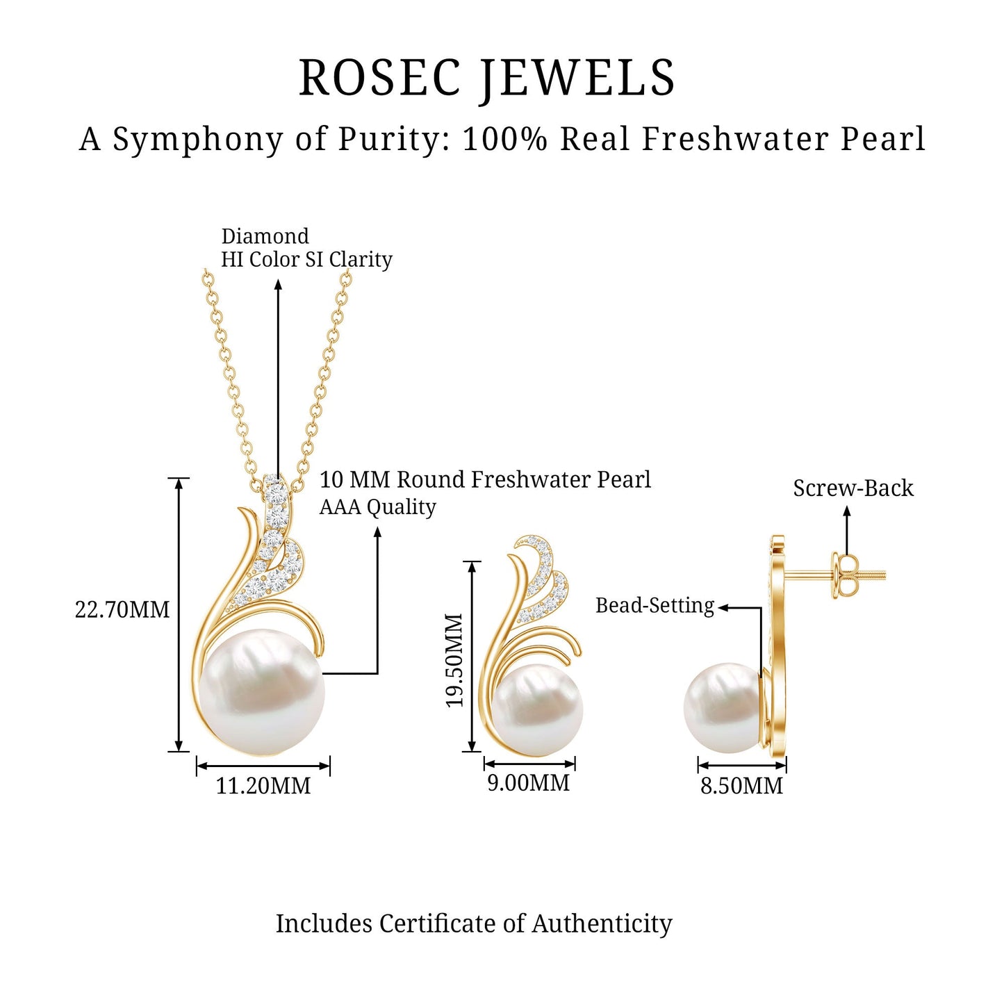 Freshwater Pearl and Diamond Designer Jewelry Set