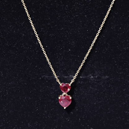 Lab Certified Ruby Double Heart Necklace for Women