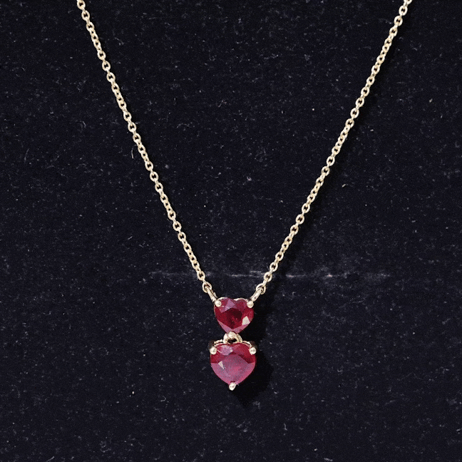 Certified 5.5 Carat Lab Created Ruby Heart Necklace with Silver Chain