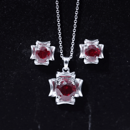 Lab Created Ruby Necklace and Earrings Set for Women